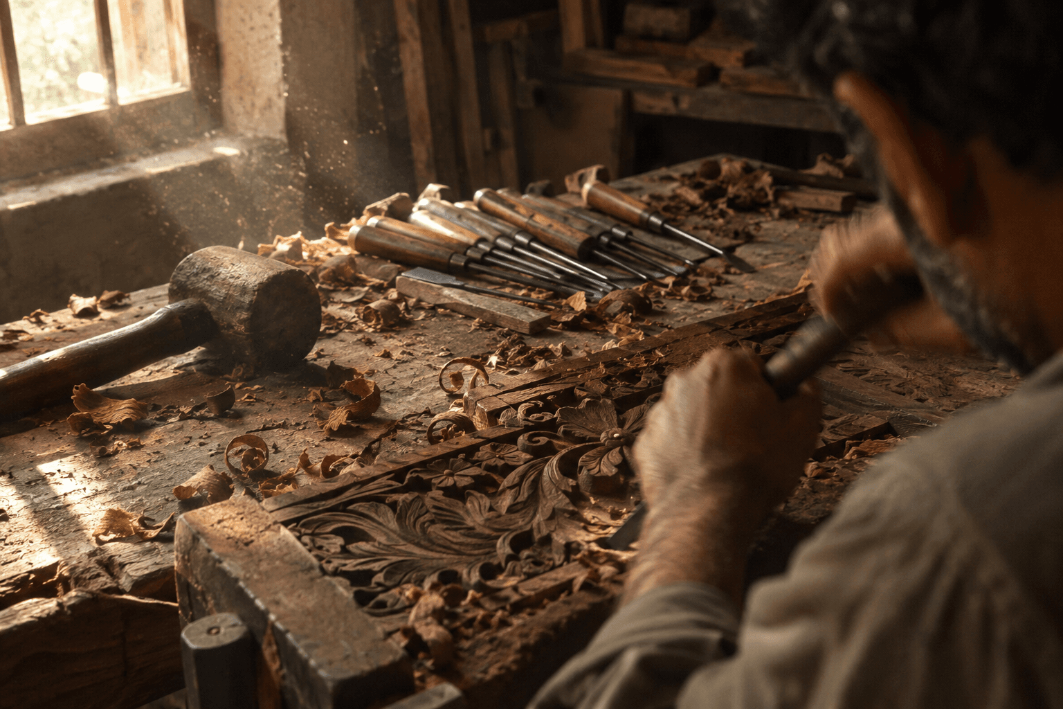 Chiniot craft step: Carved